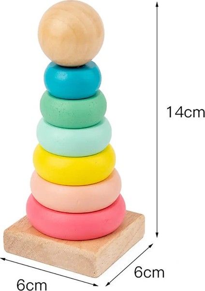 Gökkuşağı Yığınlayıcı Ahşap Yüzük Eğitim Oyuncak Çocuk Kulesi Yığın Bloklar Renk Şekli Oyunu Bebek Montessori Oyuncakları Hediyeler: 5 Macaron (Yurt Dışından)