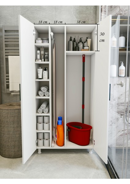 Çok Amaçlı Dolap Beyaz Banyo Düzenleyici Kiler Dolabı Küçük Boy