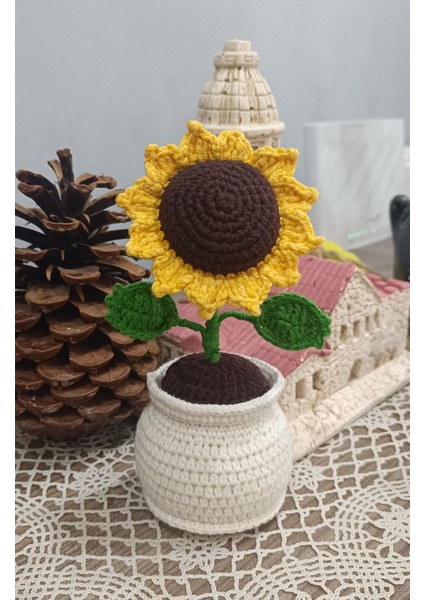 Amigurimi Saksı Çiçek Ayçiçeği 1 Adet