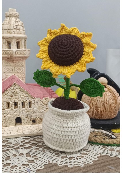Amigurimi Saksı Çiçek Ayçiçeği 1 Adet