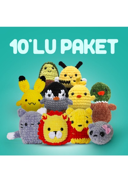 Onlu Paket Amigurumi Tığ Kiti, Amigurumi Örgü Seti Tığ Işi Örgü Oyuncak 1 Adet