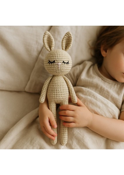 El Örgüsü Amigurumi Tavşan Oyuncak – Uyku Oyuncağı - %100 Pamuk Iplikten 1 Adet
