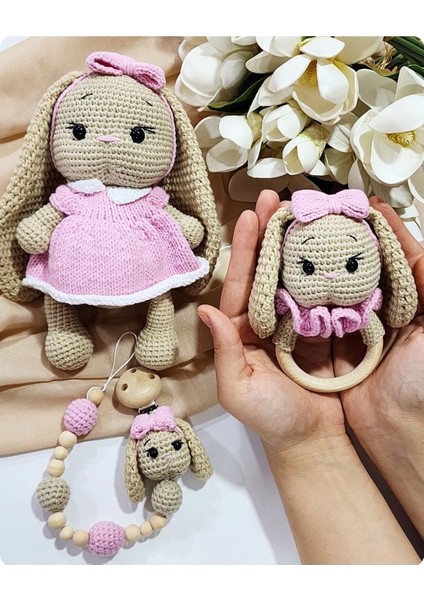 Elite Amigurumi Tavşan Linda 3lu Set - Oyun Arkadasi 1 Adet