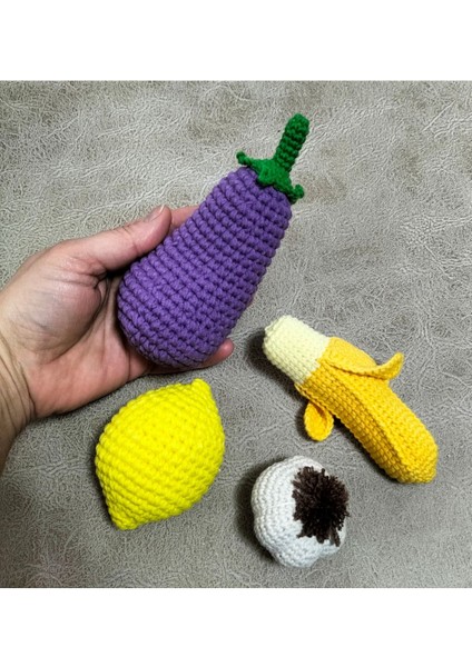 Popyo Amigurumi Örgü Meyve & Sebze Seti 12 Parça ,organik Oyuncak 1 Adet fırsatları
