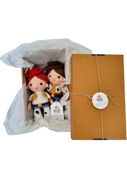 Maskot Toy Story Woody ve Jessie Amigurumi Organik Oyuncak Hediye Seti 1 Adet