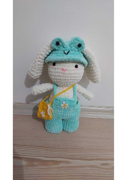 El Yapımı Amigurumi Kurbağa Şapkalı Tavşan Peluş Oyuncak 1 Adet fiyatları