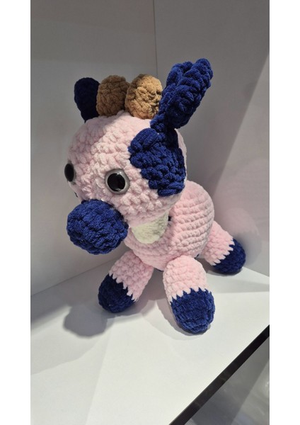 Elite Amigurumi Pembe Inek Pelus Organik Oyuncak Cocuk Uyku Arkadaşı 1 Adet