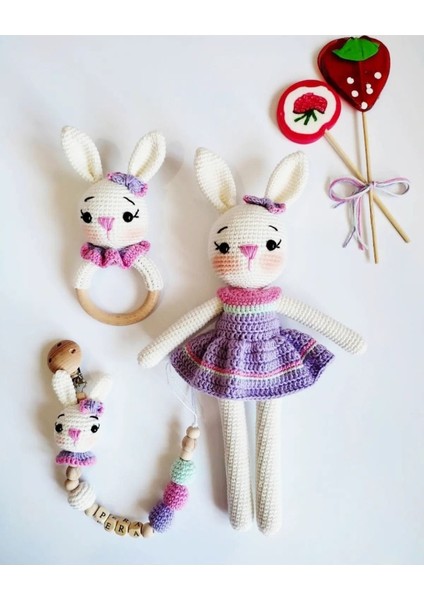 Elite Candy Tavsan Set - Amigurumi Oyuncak - Organik Oyuncak 1 Adet