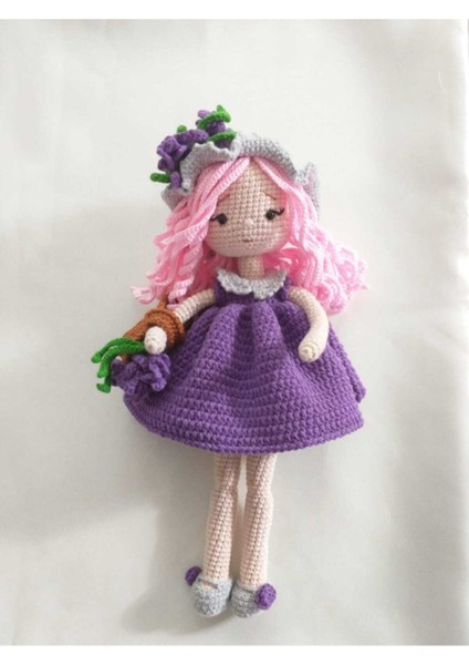 Sepetli Lavanta Bebek Amigurumi Organik Oyuncak 1 Adet