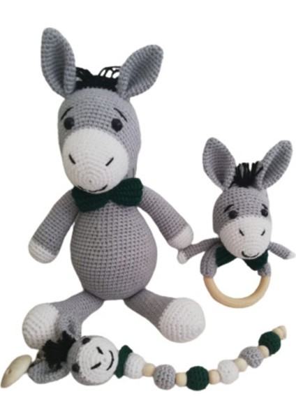 Eşek Uyku Arkadaşı Amigurumi Organik Oyuncak Takımı 1 Adet