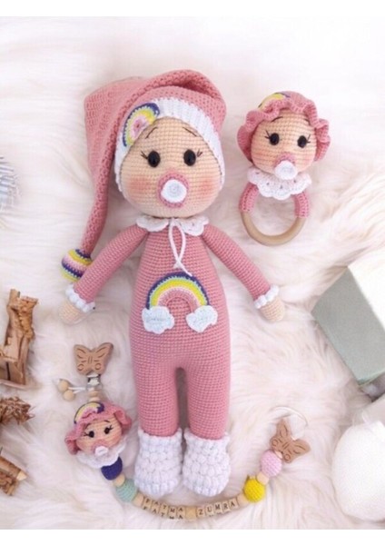 Emzikli Bebek,çıngırak,emzik Zinciri 3 Lü Set Hediyelik (Isme Özeldir) 1 Adet