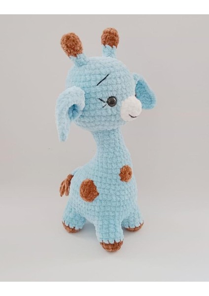 Mavi Tatlı Zürafa Amigurumi Organik Oyuncak 1 Adet