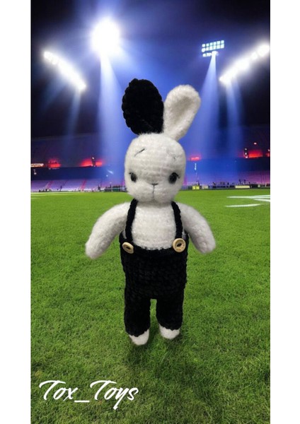 Elite Amigurumi Taraftar Beşiktaşlı Pelus Oyuncak Tavşan ve Uyku Arkadaşı 1 Adet