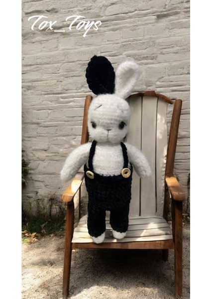 Elite Amigurumi Taraftar Beşiktaşlı Pelus Oyuncak Tavşan ve Uyku Arkadaşı 1 Adet