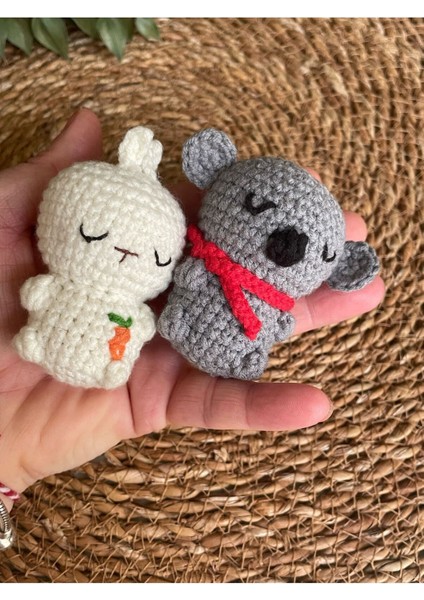 Elite Amigurumi Organik Örgü Sevimli Oyuncak Anahtarlık Hediyelik ( 6 cm ) 2 Adet 1 Adet