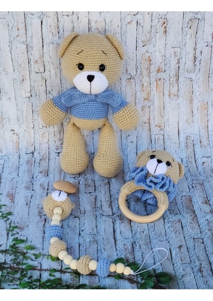 Elite Amigurumi Ayıcık 3lu Set - Organik Hediyelik Oyuncak 1 Adet