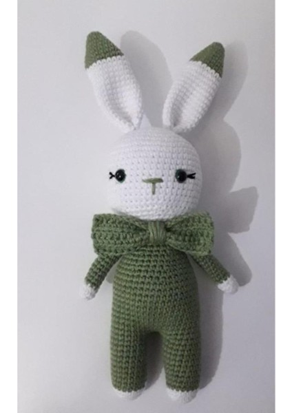 Haki Yeşili Miniş Tavşan Amigurumi Organik Oyuncak 1 Adet