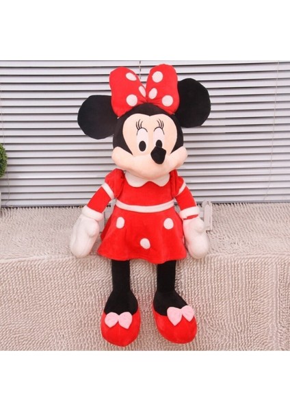 Elite Minnie Mouse Kırmızı ve Pembe 40 cm Peluş Benekli Elbiseli Uyku Arkadaşı Ikili Pelüş Set 1 Adet