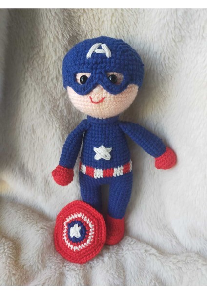 Amigurumi Kaptan Amerika Süper Kahraman Oyuncak Bebeği 1 Adet modelleri