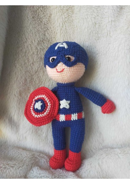 Amigurumi Kaptan Amerika Süper Kahraman Oyuncak Bebeği 1 Adet fırsatları