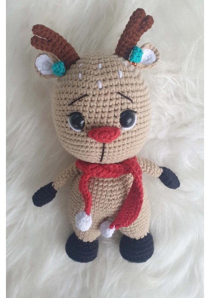 Amigurumi Organik Yeni Yıl Sevimli Geyiği 1 Adet