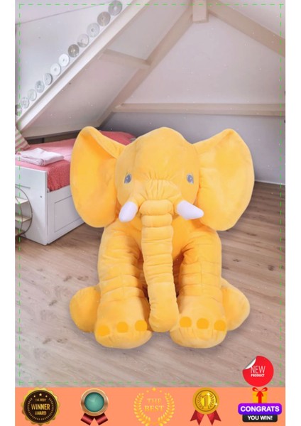 Pelus Oyuncak Kiz Erkek Cocuk Oyuncak Ayı Sevimli Uyku Fili Oyuncak 80 cm 85 cm Sarı 4+ Yaş Türkçe H 1 Adet