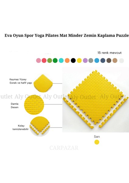 Elite Tatami Eva Mat Çocuklar Için Köpük Halı Matı Puzzle Geçmeli Oyun Spor Kaymaz Mat 16 Adet 50X50 13MM 1 Adet modelleri