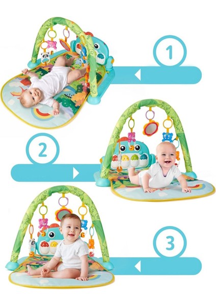 Elite Piyanolu Dinazor Oyun Halısı Sesli Işıklı 3 In 1 1 Adet indirimleri