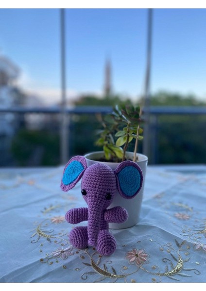Lila Koca Kulak Fil Amigurumi Organik Oyuncak 1 Adet fiyatları