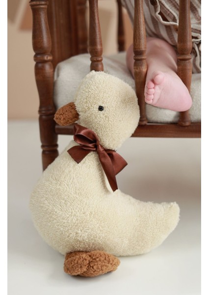 Elite Bebek Çocuk Uyku Arkadaşı Ördek Bohem Naturel Peluş Ördek Yastık Dekor 1 Adet