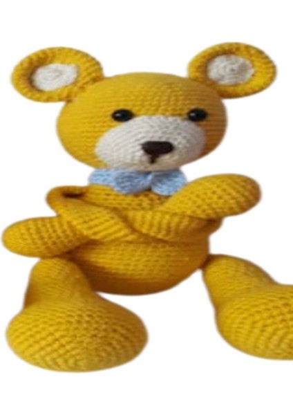 Sarı Ayıcık Perde Tutucu Amigurumi Organik Oyuncak 1 Adet