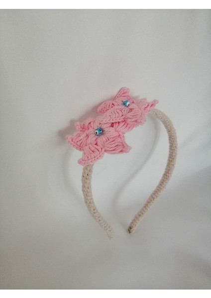Amigurumi Taç El Örgüsü Çiçek Model Pembe 1 Adet