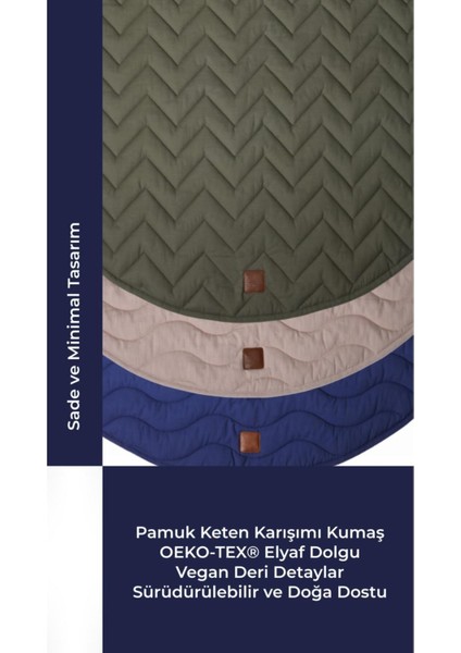 Elite Oeko-Tex® Sertifikalı Elyaf Dolgulu Keten Karışımlı Bebek Oyun Matı – Yumuşak ve Nefes Alabilir 1 Adet