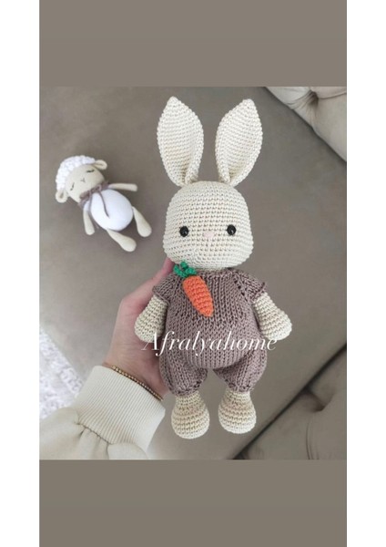 Tavşan Uyku Arkadaşı Amigurumi Organik Oyuncak 25 cm 1 Adet