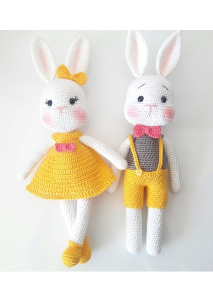 Bay ve Bayan Tavşik Amigurumi Organik Oyuncak 1 Adet