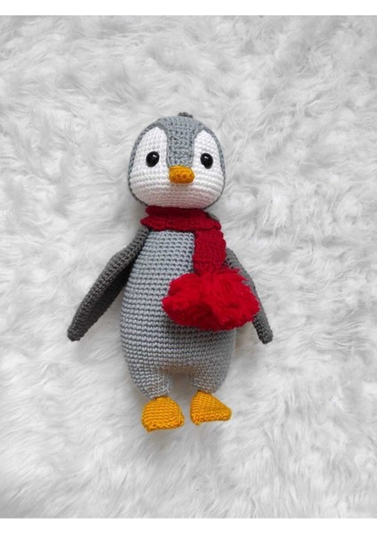 Gri Amigurumi Sevimli Penguen Organik Oyuncak 1 Adet