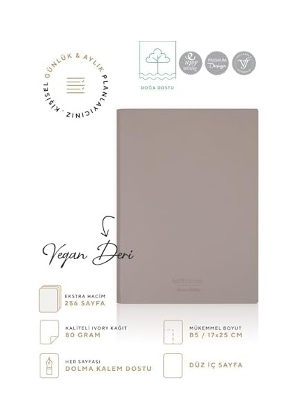 Esnek Kapak Defter B5 Krem 128 Yp. Çizgisiz (Düz)