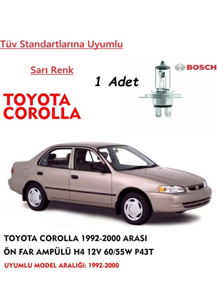 Toyota Corolla 1992-2000 Arası Ön Far Ampülü H4 12V 60/55W P43T