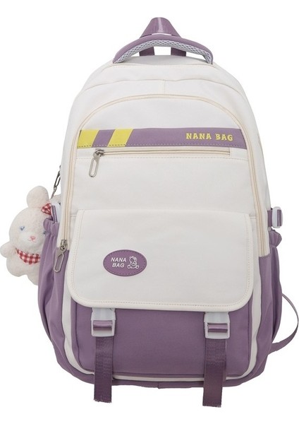 Ortaokul Öğrencisi Sırt Çantası Yeni Kampüs Kız Okul Çantası Taze ve Tatlı Minimalist Renk Sırt Çantası Kadın (Yurt Dışından)
