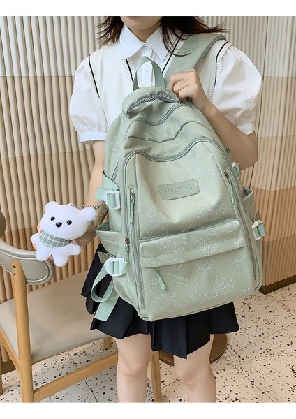 2023 Yaz Yeni Omuzdan Askili Çanta Kadın Kore Versiyonu Basit Okul Çantası Kadın Kolej Okul Çantası Basit Büyük Kapasiteli Açık Seyahat Çantası (Yurt Dışından)