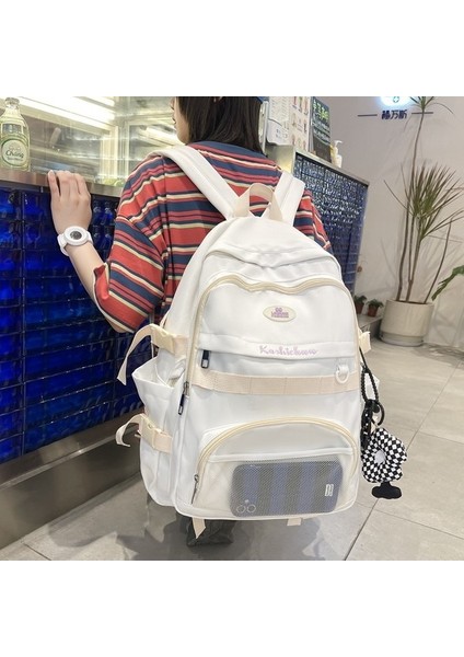 Yeni Moda Basit Öğrenci Sırt Çantası Kişiselleştirilmiş Rahat Trendy Okul Çantası Naylon Büyük Kapasiteli Sırt Çantası (Yurt Dışından) fırsatları