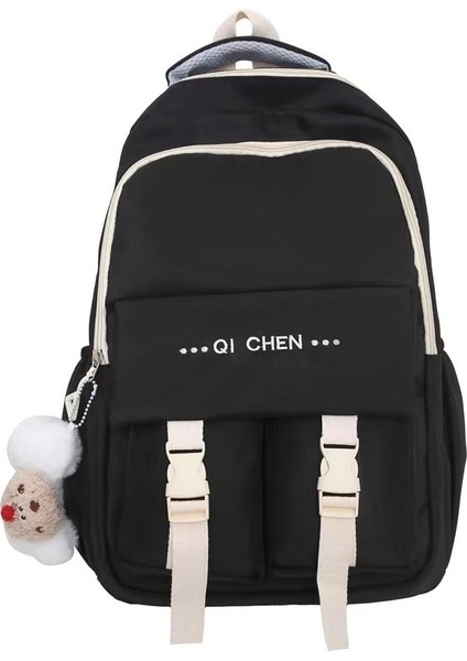 Okul Kadın Büyük Kapasiteli Lise Ortaokul Öğrencileri Sırt Çok Bölmeli Naylon Bez Sırt Çantası (Yurt Dışından)