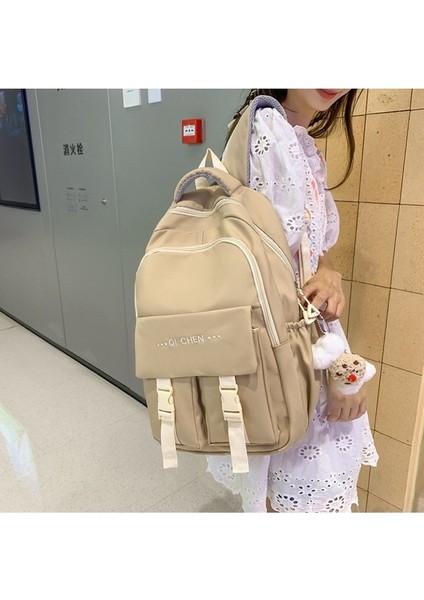 Okul Kadın Büyük Kapasiteli Lise Ortaokul Öğrencileri Sırt Çok Bölmeli Naylon Bez Sırt Çantası (Yurt Dışından) fırsatları