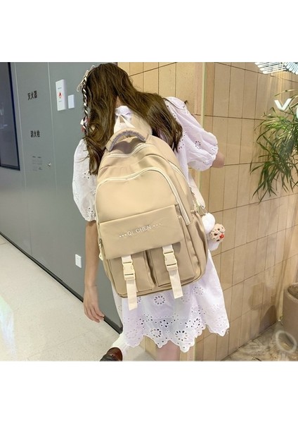 Okul Kadın Büyük Kapasiteli Lise Ortaokul Öğrencileri Sırt Çok Bölmeli Naylon Bez Sırt Çantası (Yurt Dışından) indirimleri