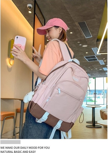 Üniversite Öğrencisi Okul Çantası Kız Kampüs Renk Öğrenci Sırt Çantası Büyük Kapasiteli Rahat Minimalist Sırt Çantası Kadın (Yurt Dışından) fiyatları