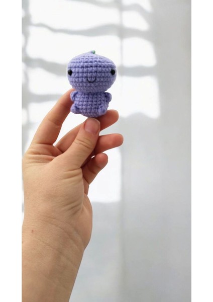 Amigurumi Anahtarlık Oyun Arkadaşı Sevimli Dinozor Mor 1 Adet