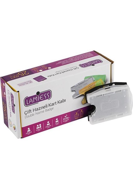 Lms 211 Yatay Dikey Çift Hazneli Kart Kabı Şeffaf 25'li
