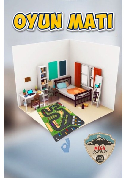 Elite Yıkanabilir Kaymaz Taban Çocuk Bebek Odası Halısı Oyun Halısı Seksek Trafik Yolu Oyun Halısı 1 Adet
