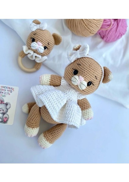 Amigurumi Beyaz Kedicik 1 Adet