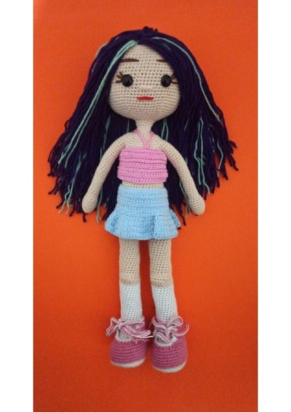 Elite Mor Saçlı Seren Bebek Amigurumi Organik Örgü 45 Cm. 1 Adet